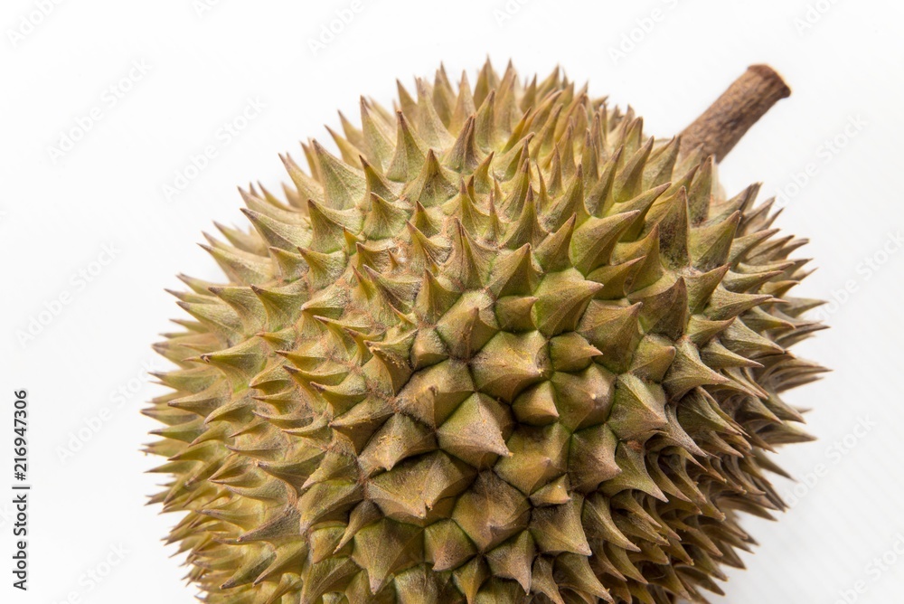 Closeup of durian fruits isolated on white Closeup of durian fruits isolated on white