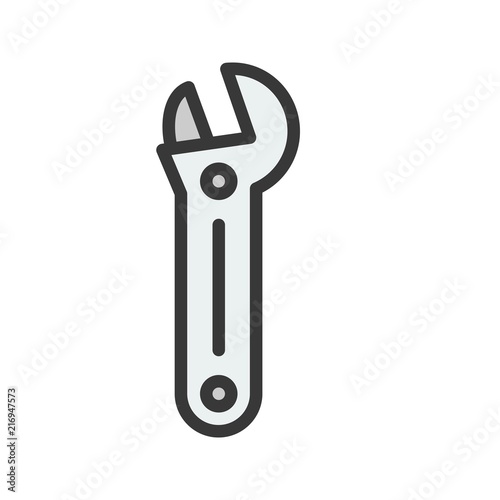 adjustable spanner, Filled outline icon, handyman tool and equipment set