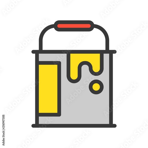 color bucket, Filled outline icon, handyman tool and equipment set