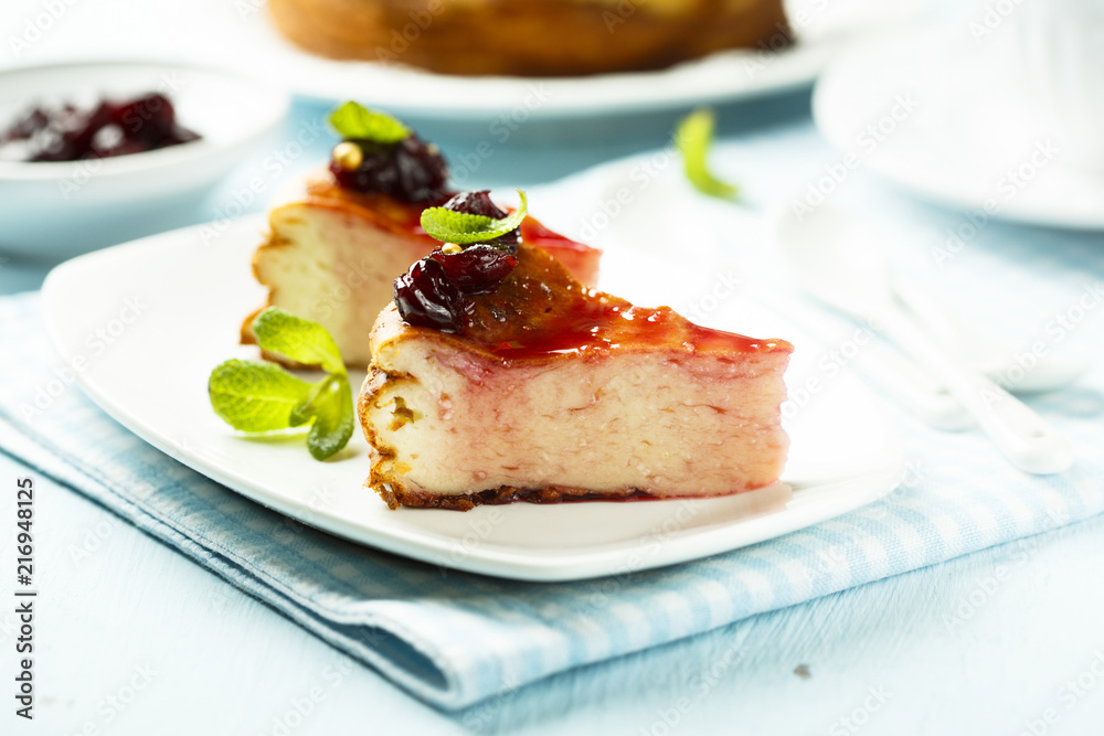 Homemade cheesecake with berry topping Homemade cheesecake with berry topping