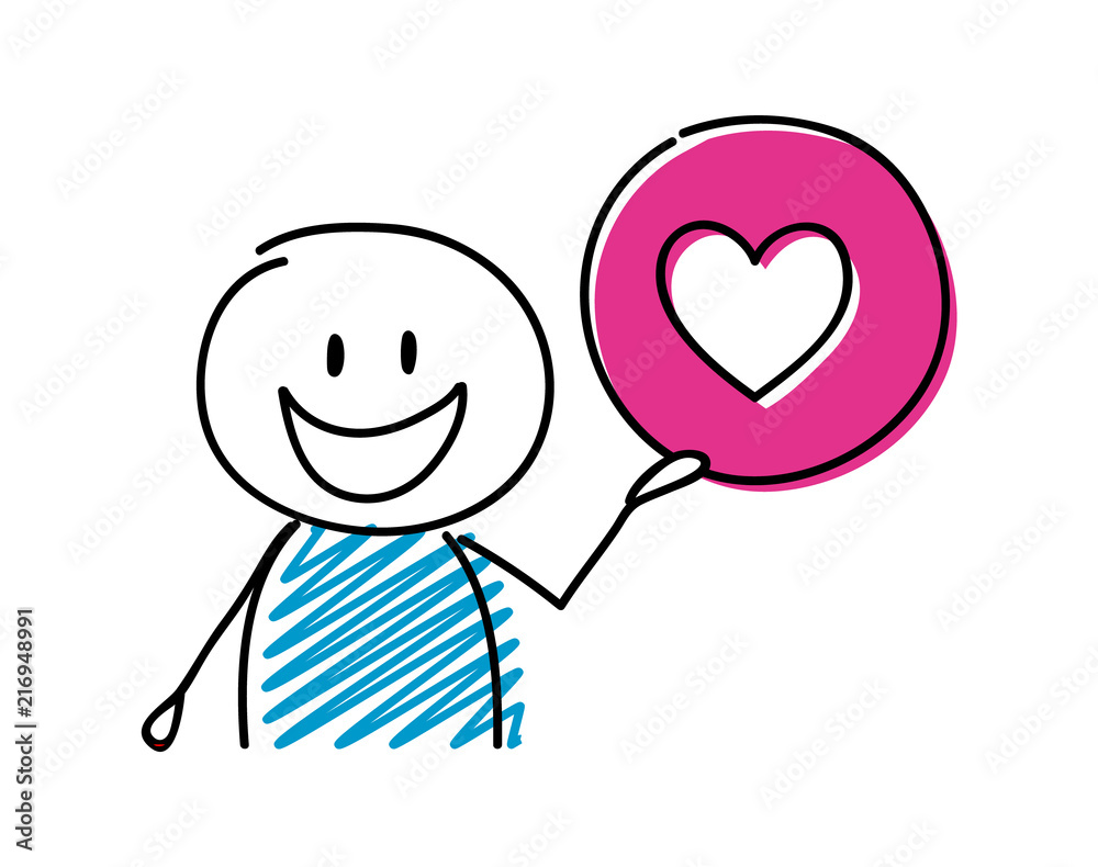 Heart (love) icon with happy stickman. Vector. Heart (love) icon with happy stickman. Vector.