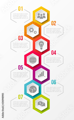 Colourful infographic template with financial icons. Vector.