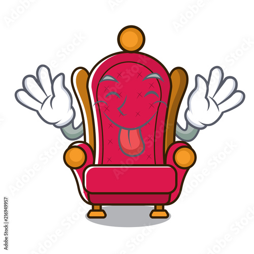 Tongue out king throne mascot cartoon