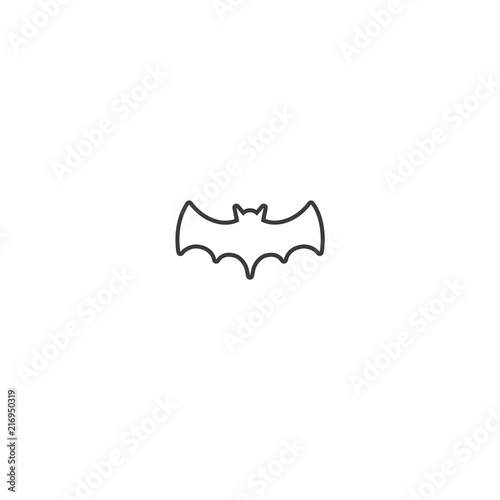 Foto Bat black thinline sticker icon isolated on white background.
