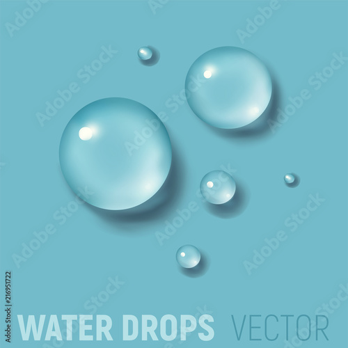 Drops of water. 3d realistic vector illustration. Realism style. Macro