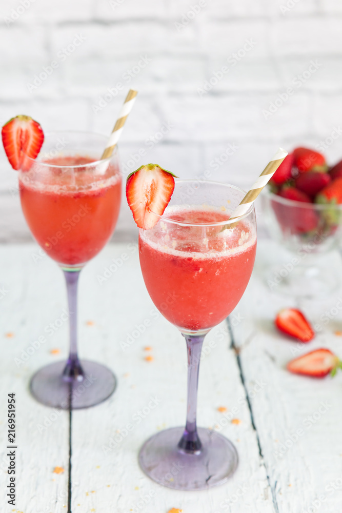 Luxury wine cocktail with strawberry sorbet Luxury wine cocktail with strawberry sorbet