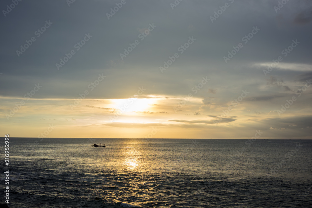 Ocean View Sunset at Jimbaran beach in Bali, Indonesia