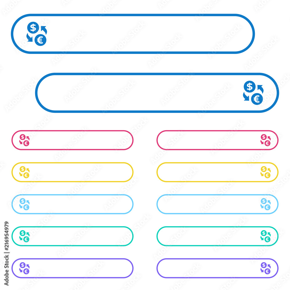 Dollar Euro money exchange icons in rounded color ghost buttons Dollar Euro money exchange icons in rounded color ghost buttons