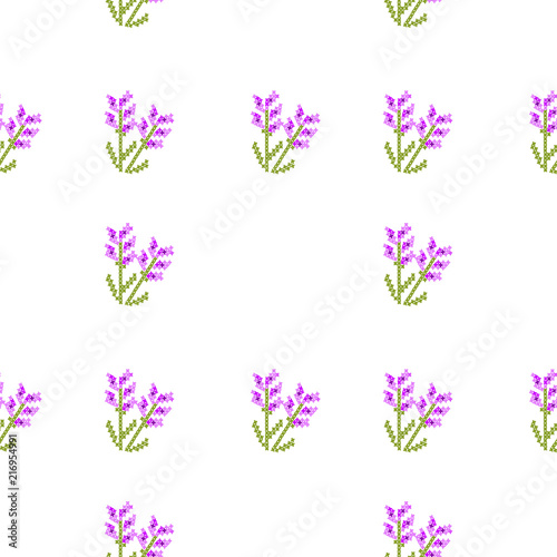 Seamless floral pattern  lavender color  cross stitch style