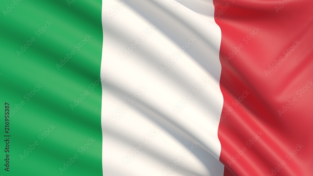 The flag of Italy.Waved highly detailed fabric texture.