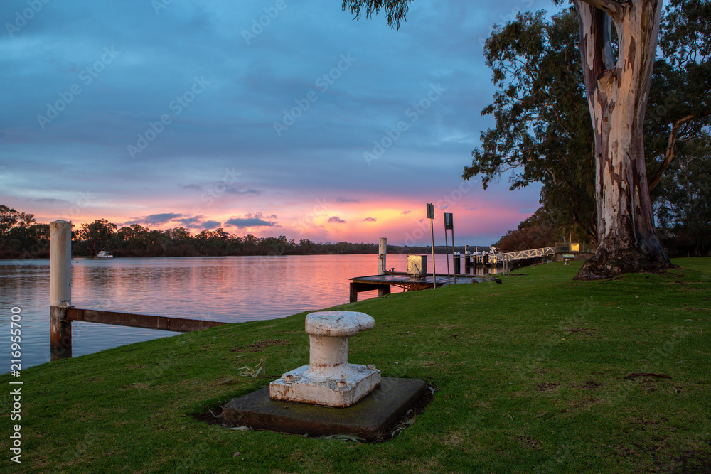 A sunrise over the River Murray at Mannum South Australia on the 6th August 2018