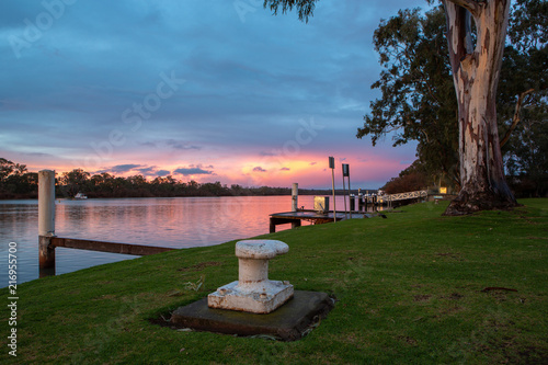 A sunrise over the River Murray at Mannum South Australia on the 6th August 2018 photo