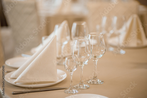 Elegant serving of a festive dinner in the restaurant table