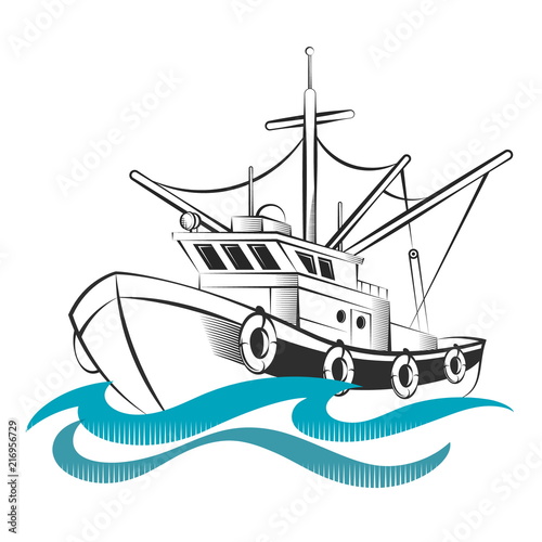Fishing trawler silhouettes