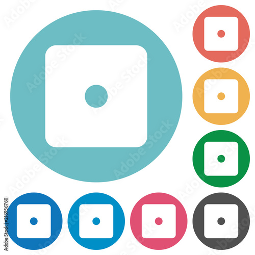 Dice one flat round icons