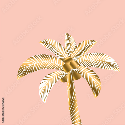 Decorative pastel rosy and gold color tropical palm
