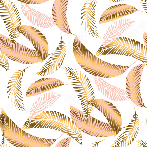 Pastel luxury exotic seamless pattern with palm leaves
