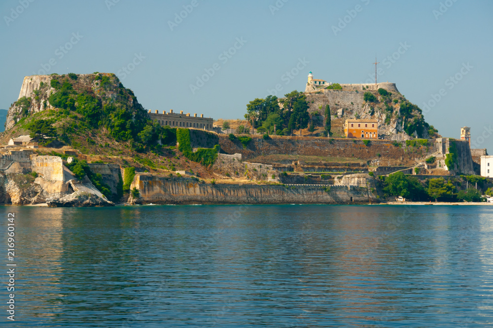 The Old Fortress in Corfu town with the sea in the front, Corfu island, Greece