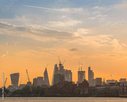 London skyline at sunset