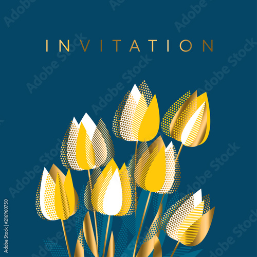 Modern graphic yellow tulip...