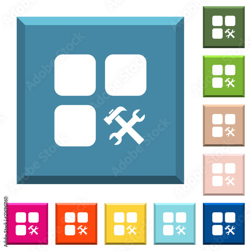 Component tools white icons on edged square buttons