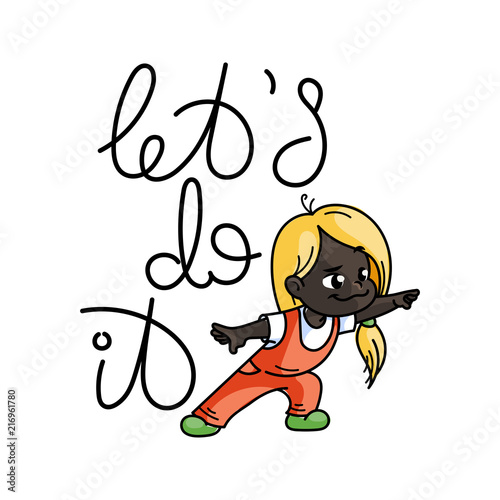 Cartoon character, African kid with toy airplane., vector eps10