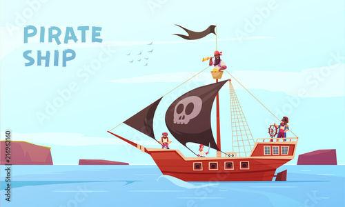 Pirate Ship Background Composition
