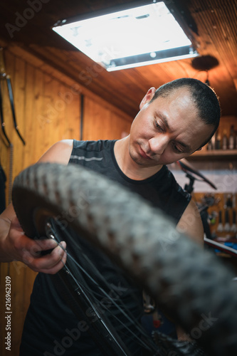 bicycle mechanic. repairing.