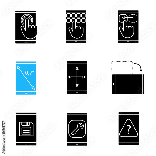 Smartphone glyph icons set