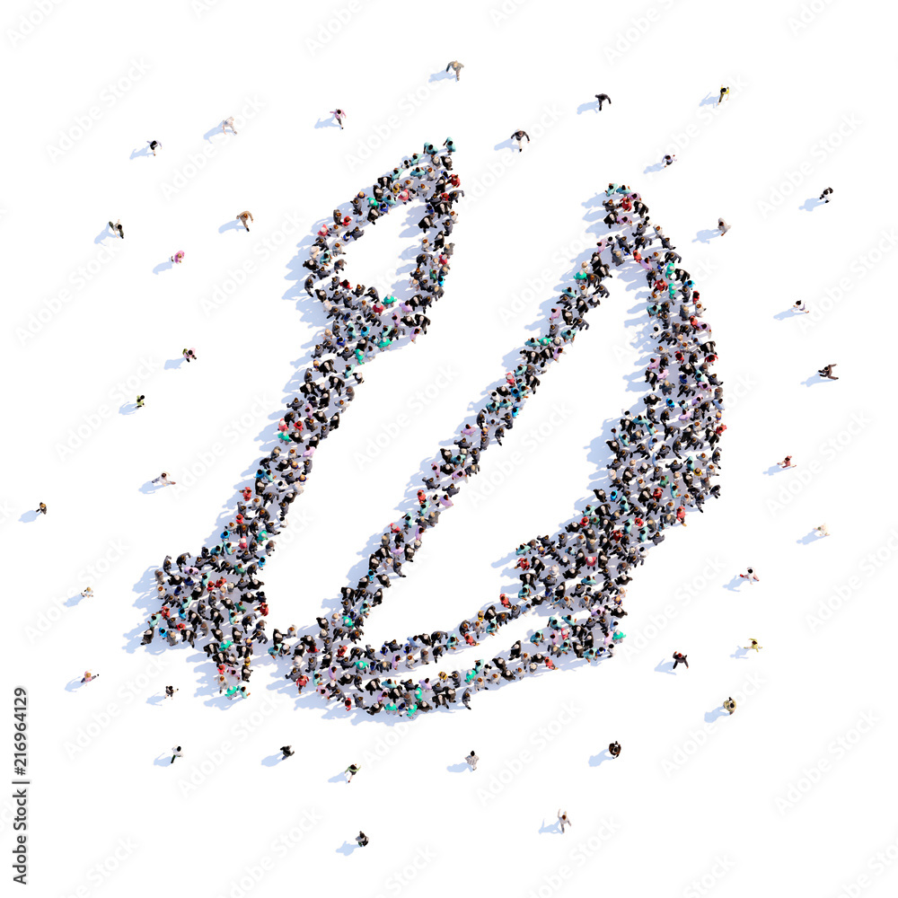 A lot of people form bow and arrows, love, icon . 3d rendering. A lot of people form bow and arrows, love, icon . 3d rendering.