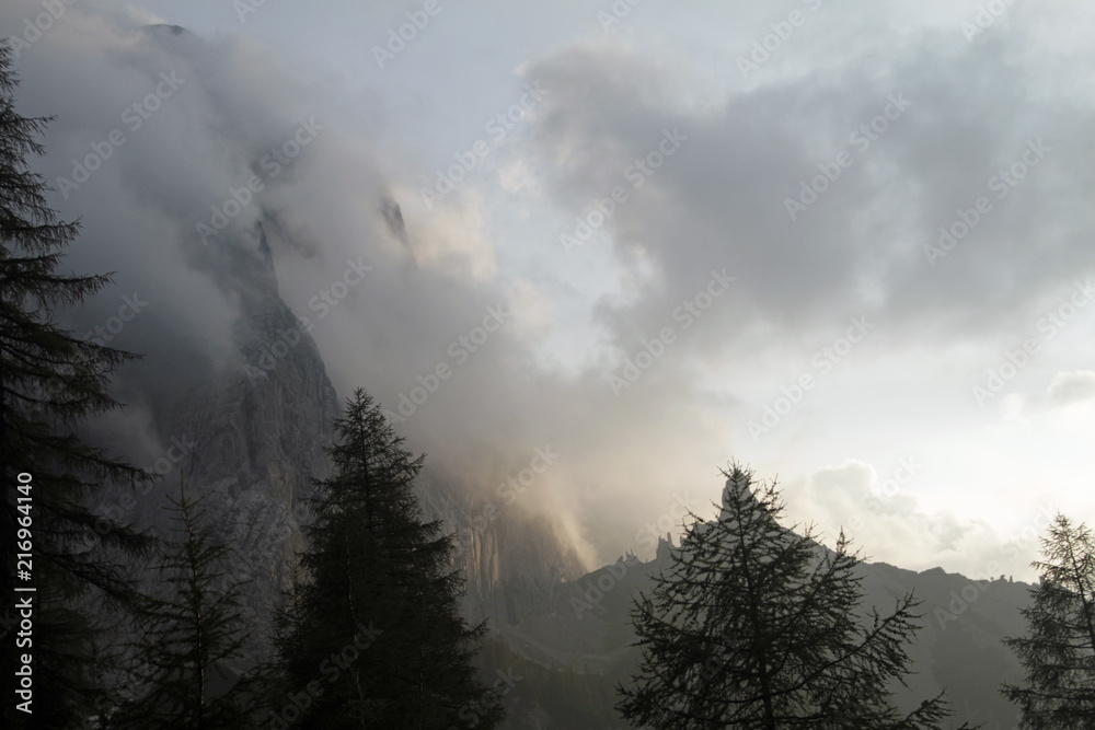 Dramatic sky over the mountains in the European Alps