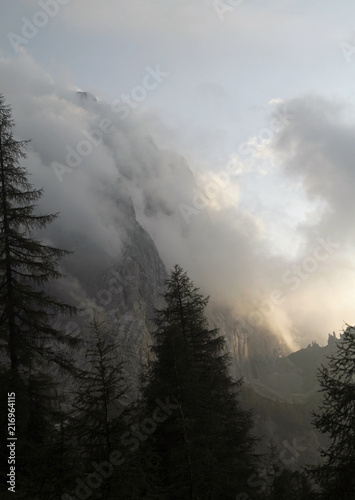 Dramatic sky over the mountains in the European Alps