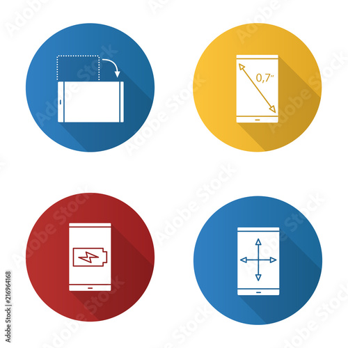 Free Download Smartphone flat design long shadow glyph icons set - GFXLoad