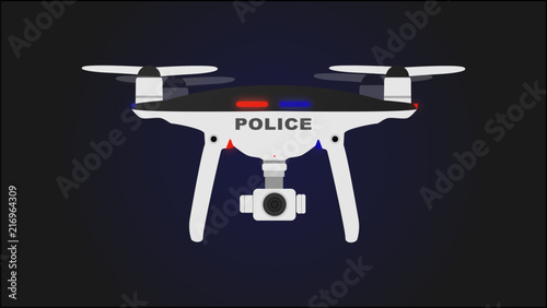 Black and white drone police with background.