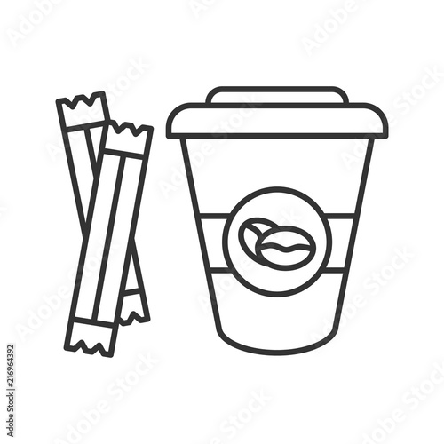 Coffee to go with sugar sachets linear icon