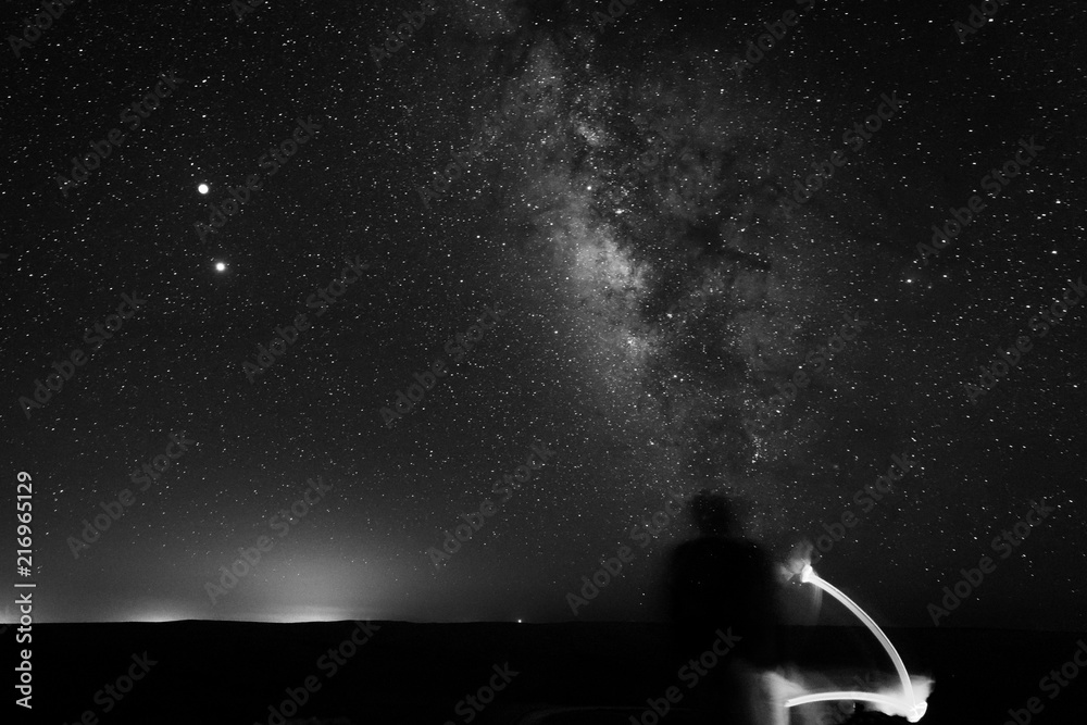 Milky Way galaxy night view, full moon. Milky Way galaxy night view, full moon.