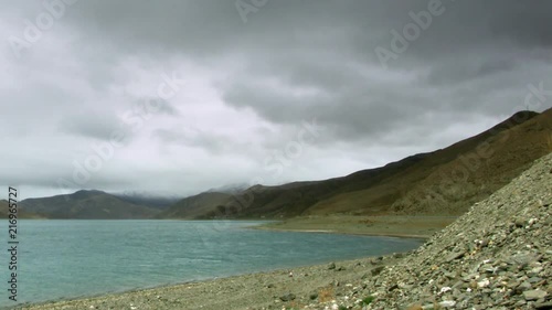 Timelapse of Yumco Lake shore Tibet photo