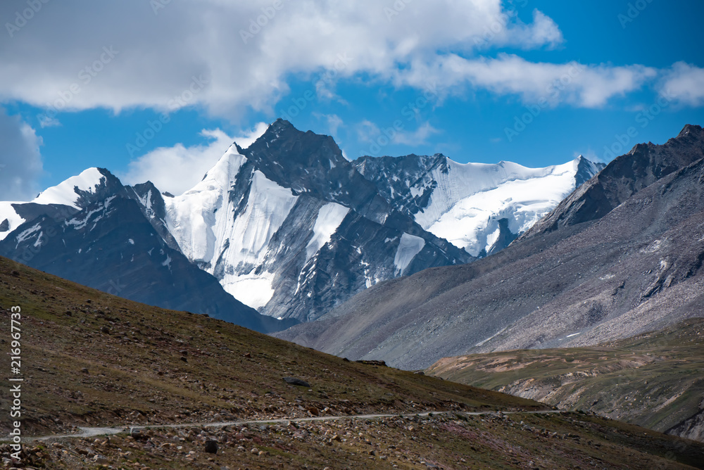 Beautiful landscpe on the way to zanskar road at Himalaya Range, Zanskar Range, Pensi La, Jammu and Kashmir.