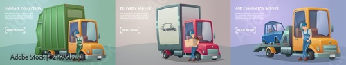 Set of retro truck services