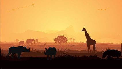 Keuken achterwand Bruin Wild animals silhouette  © AryanRaj
