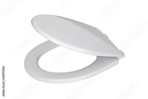 White lid for toilet seat isolated on white background with clipping path