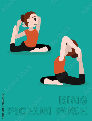 Yoga King Pigeon Pose Cartoon Vector Illustration