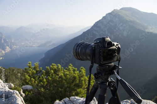 Shooting with a reflex camera and a tripod a beautiful sunrise