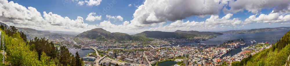 Beautiful panorama view of Bergen city, Norway