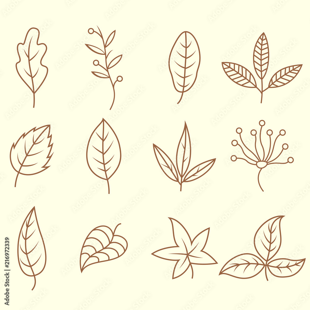 Autumn leaves doodles set Autumn leaves doodles set