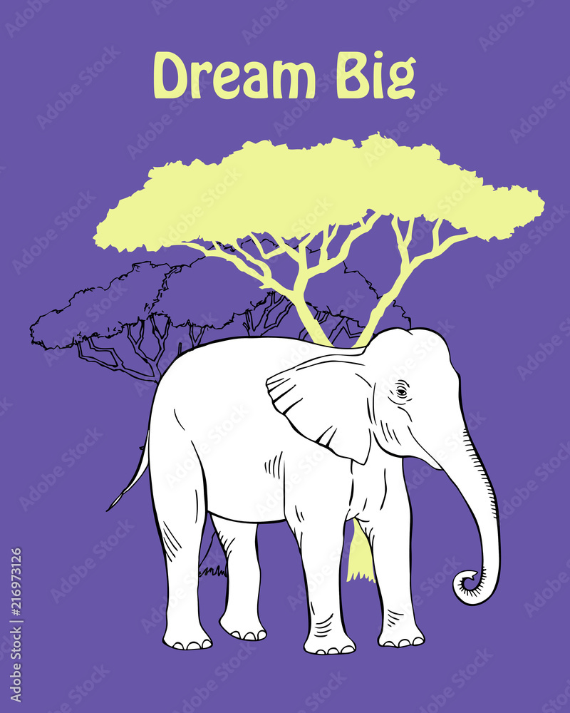 Naklejka premium Quotes Poster with Elephant Savanna Animal