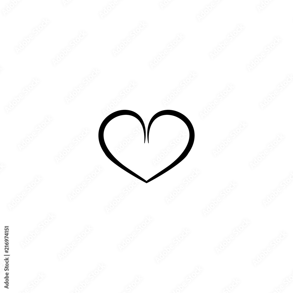 Heart black silhouette on white background. Symbol linked, join, love, passion and wedding. Template for t shirt, apparel, card, poster, valentine day. Design element. Vector illustration.