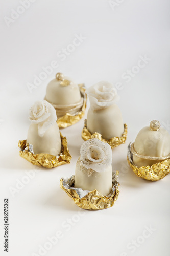 Marzipan sweets on white background