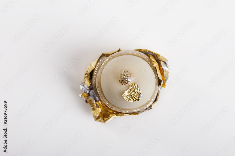 White chocolate candy on white background from top White chocolate candy on white background from top