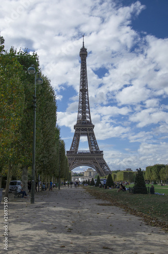 Eiffle tower in the summer in a beautiful daylight.  